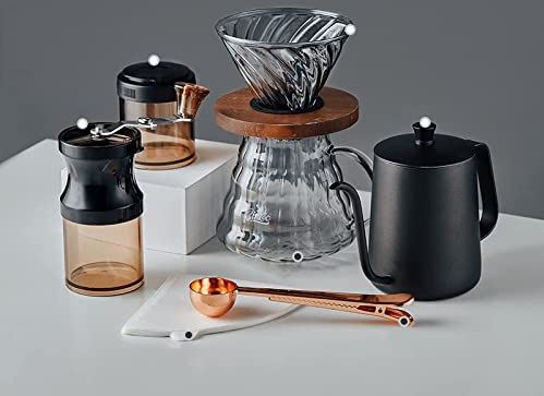 RSTJ-Sjaop Overgietkoffiezetapparaat Kit | Kit bevat 21 oz zwanenhals waterkoker, koffiemolen en 18 oz koffie sealer | Geweldig alternatief voor een koffiezetapparaat,Set K