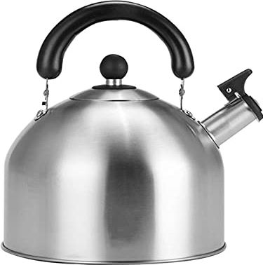 OOOFFFFFFFF Whistling Kettle Food Grade 304 Stainless Steel Five-Layer Thickened Bottom Teapot Suitable for Multiple Stoves (Silver 4L)