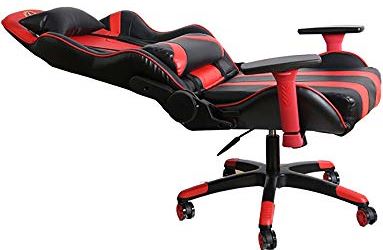 zjliudp Gaming stoel rood en zwart, racestoel, gamestoel ergonomisch ontworpen met hoofd- en lendensteun PU-materiaal 90-170 ° afstelling, bureau dhgo