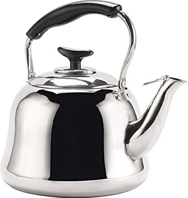 OOOFFFFFFFF Seamless Tea Kettle for Stove Top Whistling Stainless Steel Ergonomic Handle Coffee Appliances (Silver 4) (Silver 3L)