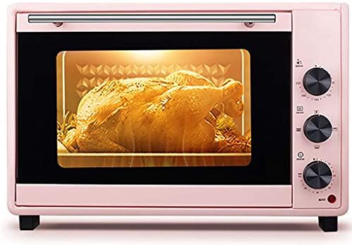 SUNWEIHAOA 40L Oven, Instelbare Temperatuur 0-230 En 60 Minuten Timer Vijf-Laags Bakpositie Multifunctionele Elektrische Oven Keuken Heteluchtoven (Roze) (Roze) Esthetisch En Praktisch