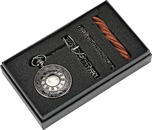 XSERNR Hand Winding Mechanical Pocket Watch Silver Metal Web Case Hand Winding Watch Sets + Box Bag (kleur: C) wangdi (Color : B)