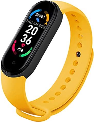 XSERNR Smart Watch M6 Fitness Armband Horloge Ondersteuning Hartslag Bloeddruk IP67 Waterdichte activiteiten Trackers kijken geel draagbaar slim apparaat wangdi (Color : Yellow)