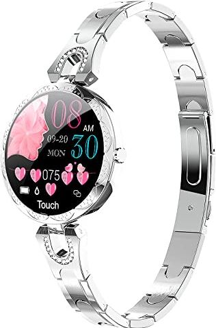 DOOK Smart horloge voor dames, 1.08" touchscreen fitness tracker horloge, met slaap/hartslagmeter/fysiologische herinnering/IP67 waterdichte activity tracker slimme horloges voor Android iOS(Color:Zilver)