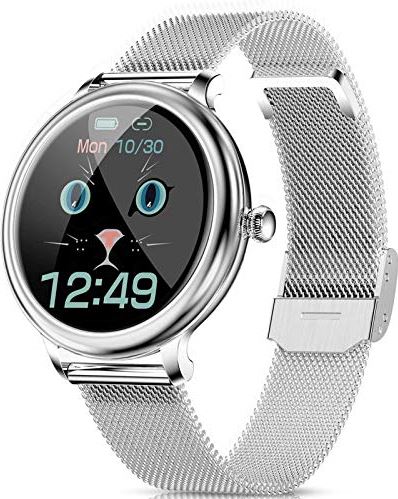 QAQQQQFGG Smart Watch for Women Touch Fitness Tracker with Female Health Tracking Heart Rate Monitor Message Notification IP68 Waterproof Outdoor Sports Smartwatch for Android iOS Gold (Silver)