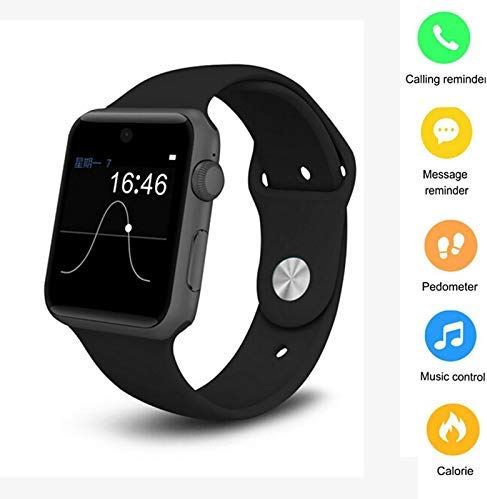Ldelw Smart Watch Telefoon Fitness Tracker 2. 5D HD Scherm 2G SIM Kaart Stappenteller Smartwatch Ondersteuning SIM-kaart for Mannen Dames Dames Wit (Kleur: Zwart) sunyangde (Color : Black)