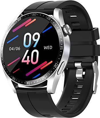 CHYAJIG Slimme Horloge Nfc Smart Horloge Mannen Bluetooth Call Sports Tracking Watch Persoonlijk Dial Hartslag Waterdicht Smart Horloge for Android IOS Telefoon (Color : Silicone silver)