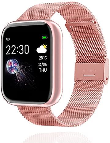 CHYAJIG Smart Watch Smart Watch Sport Mannen Vrouwen Bloeddruk Hartslag Fitness Tracker Bracelelt SmartWatch Horloge for Android IOS Telefoon (Color : Golden)
