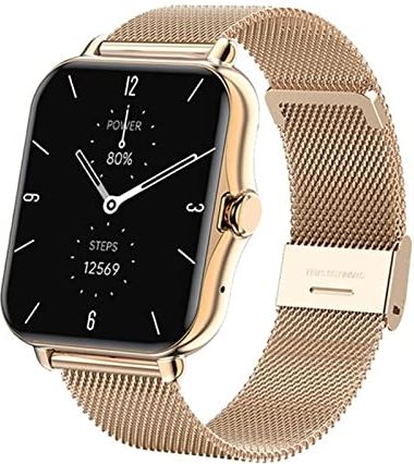 CHYAJIG Smart Watch Bluetooth Call Smart Watch Full Touchscreen Mannen Dames Smartwatch Fitness Tracker Waterdicht 1,69 Inch Touchscreen for Android IOS (Color : M Gold)