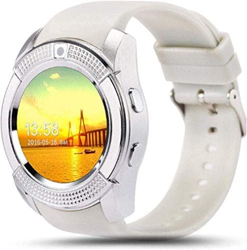 JHDDPH3 Smartwatch Smart Watch Bluetooth Smart Watch Touch Screen Polshorloge Met Camera/SIM- kaart Slot Waterdichte Smart Watch- Sier Best Gift/Pink sporthorloge (Color : White)