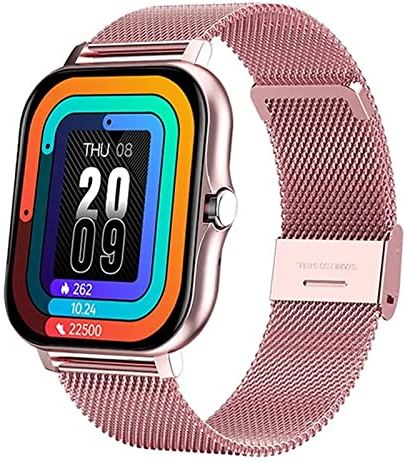 CHYAJIG Smart Watch Dames Smart Horloge Mannen 1.69"Kleurenscherm Volledige Touch Bluetooth Call Fitness Tracker Smart Clock Ladies Smart Watch Women (Color : Mesh Belt Pink)