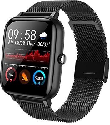 CHYAJIG Smart Watch Slimme horloge mannen vrouwen bloeddruk hartslag fitness tracker armband sport smartwatch horloge slimme klok for iOS andriod telefoon (Color : Black Steel)