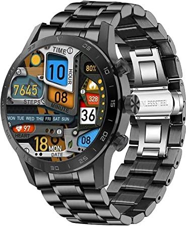 CHYAJIG Slimme Horloge Bluetooth Call Smart Watch Men Sport Clock IP68 Waterdichte hartslagmonitoring smartwatch for IOS Android telefoon (Color : Steel belt black)