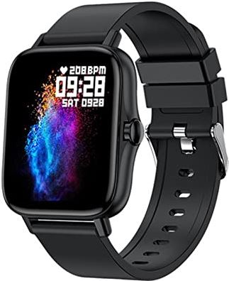CHYAJIG Smart Watch Bluetooth Call Smart Horloge Mannen Dames Hartslag Monitor Fitness Sport Horloges Activiteit Tracker SmartWatch IP67 Waterdicht volledig aanraakscherm (Color : Black)