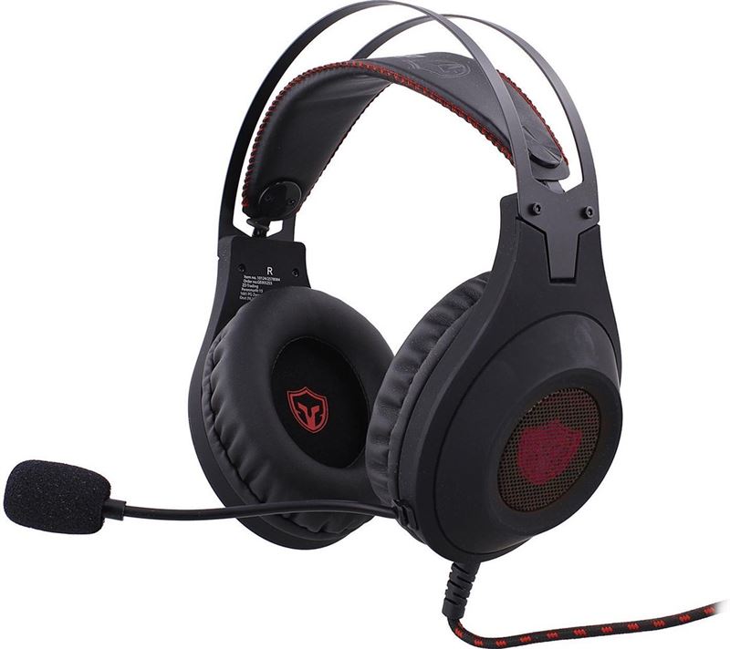 battletron gaming headset met led verlichting , rood met zwart.