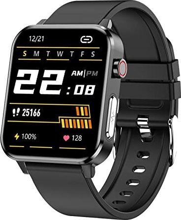 CHYAJIG Smart Watch Smart Watch Heren lichaamstemperatuur hartslag 1.70"Health SmartWatch (Color : Silica gel Black)