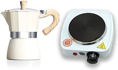 RSTJ-Sjaop Aluminium Mokka-Koffiezetapparaat Met Druppelaar Met Afneembaar Koffiefilter Met Hete Plaat - 6 Kopjes / 28 Oz,Wit,150ml