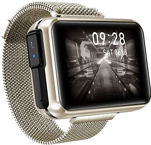 JHDDPH3 Smartwatch Smart Watch 1 4- inch scherm DIY Wallpaper Bluetooth Muziek Twee-in- One TWS Bluetooth Headset Smart Herinner Dagelijks Draag/Rood sporthorloge (Color : Gold)