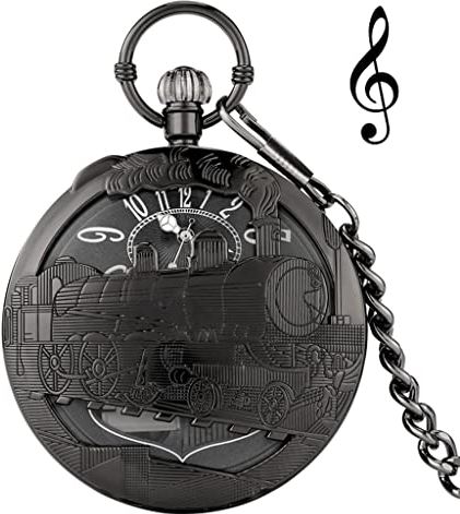 XSERNR Muziek Quartz Pocket Watch Playing Music Chain Watch Locomotive Art Collectibles Beste Geschenken for Mannen Vrouwen (Kleur: C) wangdi (Color : A)