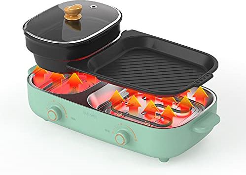OOOFFFFFFFF Fast Heating Electric Grill With Hot Pot Indoor Non-stick Electric Hot Pot And Iron Grill Pan Suitable For Korean Barbecue Removable Grilled Hot Pot Electric Hot Pot Barbecue Machine Rapid Heating