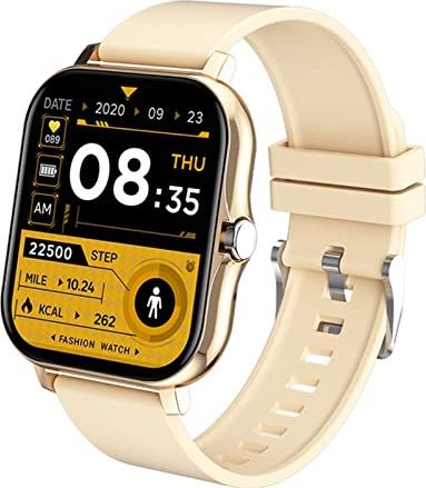 CHYAJIG Smart Watch Mode Dames Smart Horloge Mannen Bluetooth Call Waterproof Mens Smartwatch Sport Tracker Dameshorloges for IOS Android telefoon (Color : Yellow)