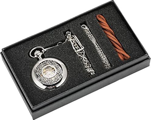 XSERNR Hand Winding Mechanical Pocket Watch Silver Metal Web Case Hand Winding Watch Sets + Box Bag (kleur: C) wangdi (Color : D)