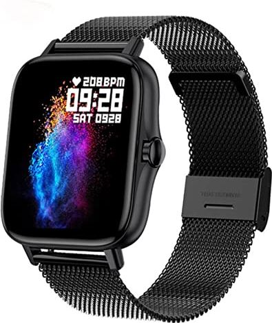 CHYAJIG Smart Watch Bluetooth Call Smart Horloge Mannen Dames Hartslag Monitor Fitness Sport Horloges Activiteit Tracker SmartWatch IP67 Waterdicht volledig aanraakscherm (Color : Black mesh belt)