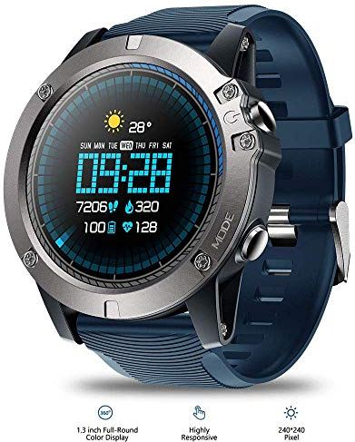 Ldelw Smart Watch Activity Tracker 1.3 inch Ips Color Touch Screen Real-Time Weer IP67 Waterdichte optische hartslagmeter Sport Smartwatch Brown (kleur: blauw) sunyangde (Color : Blue)