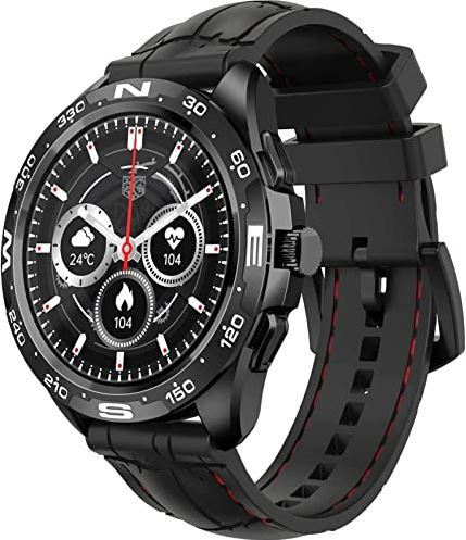 Sacbno 1.32 Inch Bluetooth Bellen Horloge, Sport Armband Stappenteller Stap Activiteit Fitness Tracker Smart Horloge, Met Ip67 Waterdicht Voor Mannen Vrouwen (Color : Black Rubber Texture)
