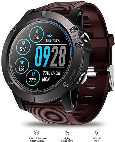 Ldelw Smart Watch Activity Tracker 1.3 inch Ips Color Touch Screen Real-Time Weer IP67 Waterdichte optische hartslagmeter Sport Smartwatch Brown (kleur: blauw) sunyangde (Color : Brown)