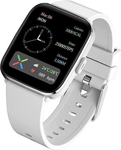 Sacbno Waterdicht Smart Watch, Smart Watch voor Android iOS-telefoons Ip67 Touchscreen Fitness Tracker Sleep Tracking Fitness Watch voor mannen en vrouwen (Color : Silver, Size : RUBBER STRAP)
