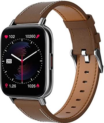CHYAJIG Smart Watch Smart Watch Men Women Smartwatch 1.69 Inch Hd Big Screen Bluetooth Call Take Pictures Pedometer Fitness Watches Pedometer (Color : Brown Cortex Strap)