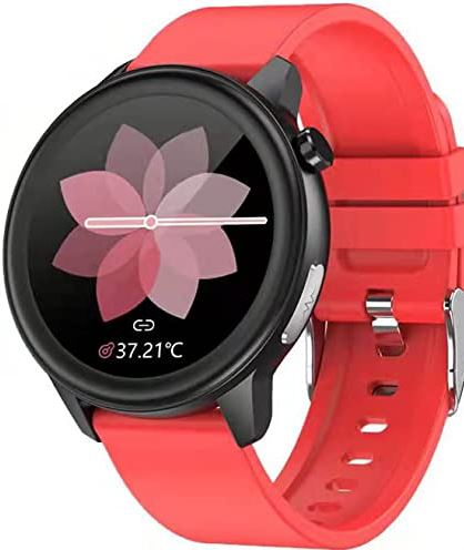 JXFY Smart Watch voor Android/Ios telefoons, 1.3 '' Full Touch Screen Fitness Tracker voor mannen, vrouwen, Smartwatch met informatieherinnering/Bluetooth, IP68 waterdicht fitnesshorloge, zwart (rood)