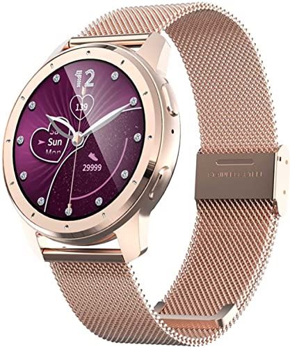 Sacbno 1.28 inch Smart Watch, Bluetooth Calling, Mp3 Playback, Waterproof Fitness Tracker Withsleep Monitor, Pedometer for Men and Women for Android and iOS Phones (Color : Gold Steel)