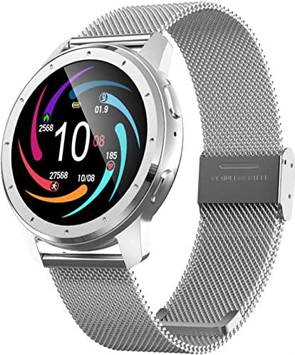 Sacbno 1.28 inch Smart Watch, Bluetooth Calling, Mp3 Playback, Waterproof Fitness Tracker Withsleep Monitor, Pedometer for Men and Women for Android and iOS Phones (Color : Silver Steel)