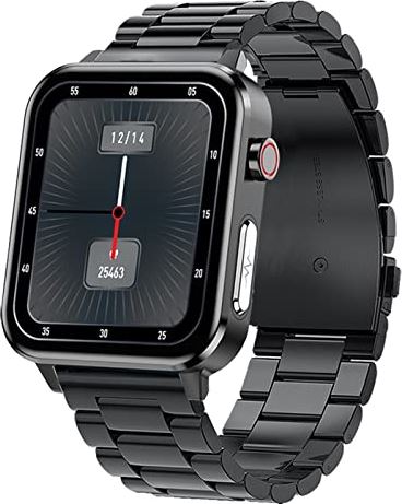 CHYAJIG Smart Watch Smart Watch Heren lichaamstemperatuur hartslag 1.70"Health SmartWatch (Color : Steel Black)