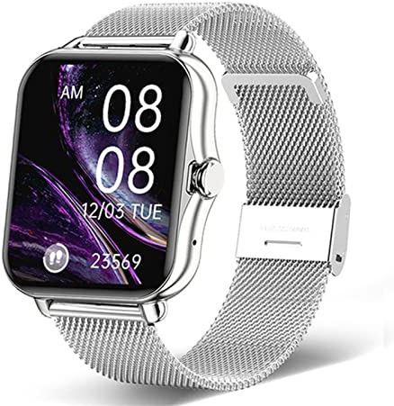 CHYAJIG Smart Watch Kleurenscherm Smart Horloge Dames Mannen Volledige Touch Fitness Tracker Bloeddruk Smart Clocks Dames Smart Watch Women (Color : Mesh belt silver)