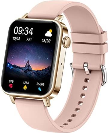 CHYAJIG Smart Watch Bluetooth call slim horloge vrouwen aangepaste wijzerplaat horloges mannen hartslag bloeddruk slapen opname smartwatch fitness horloge (Color : Pink silicone band)