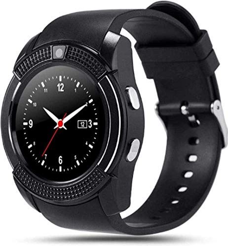 JHDDPH3 Smartwatch Smart Watch Bluetooth Smart Watch Touch Screen Polshorloge Met Camera/SIM- kaart Slot Waterdichte Smart Watch- Sier Best Gift/Pink sporthorloge (Color : Black)