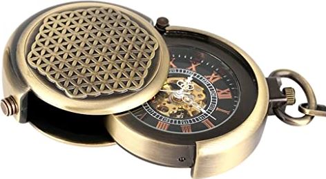 XSERNR Retro-cover unieke dubbele draaitafel capping hand-wikkeling mechanische zak horloge mannen brons 30cm ketting wangdi
