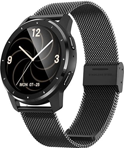 Sacbno 1.28 inch Smart Watch, Bluetooth Calling, Mp3 Playback, Waterproof Fitness Tracker Withsleep Monitor, Pedometer for Men and Women for Android and iOS Phones (Color : Black Steel)