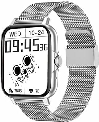 CHYAJIG Smart Watch Smart Horloge Mannen Volledige Touchscreen Fitness Tracker Horloges Waterdichte Sport Smartwatch Dames Bluetooth Call for IOS Android (Color : Silver)