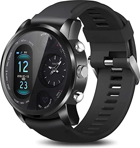 Sacbno Sport Sleep Monitoring Smart Watch met datakabel, slimme horloge armband, touchscreen Running horloge met stappenteller for mannen Dames Dames IP67 Waterdicht (Color : Black)