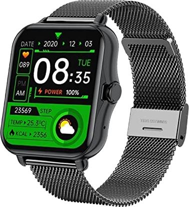 CHYAJIG Smart Watch Bluetooth Call Smart Watch Full Touchscreen Mannen Dames Smartwatch Fitness Tracker Waterdicht 1,69 Inch Touchscreen for Android IOS (Color : M Black)