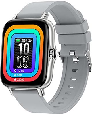 CHYAJIG Smart Watch Bluetooth Call Smart Horloge Mannen Dames Hartslag Monitor Fitness Sport Horloges Activiteit Tracker SmartWatch IP67 Waterdicht volledig aanraakscherm (Color : Gray white)