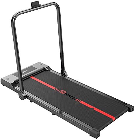 QAQQQQFGG Folding Treadmills Electric Walking Trainer with LCD Display 1.6HP Powerful Motor 6km/h Ultra Thin and Silent Armrest for Home Cardio Workout Red (Black)