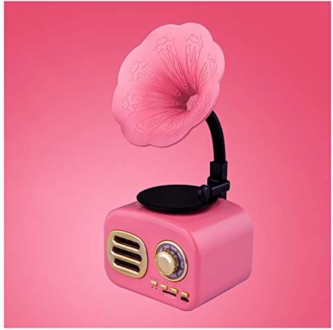 zoudelong21321 Bluetooth Speaker Retro Bluetooth Speaker Portable Mini Wireless Gramophone Speaker met TF Slot Portable GK99 Kan het overal gebruiken, luider zonder enige verv (Color : Pink)
