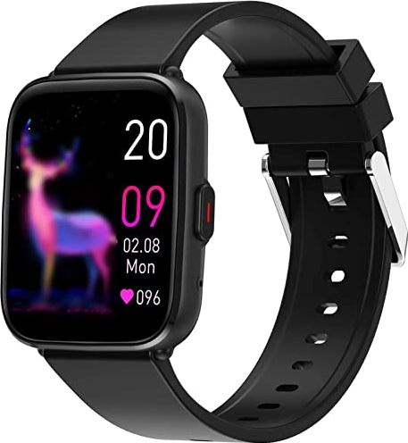 Sacbno Waterdicht Smart Watch, Smart Watch voor Android iOS-telefoons Ip67 Touchscreen Fitness Tracker Sleep Tracking Fitness Watch voor mannen en vrouwen (Color : Black, Size : RUBBER STRAP)
