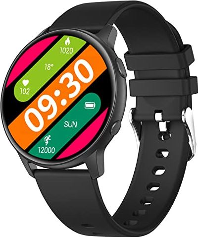 ZKTYQUIHE 1,28 inch smartwatch, full-touch waterdichte activiteitentracker, smartwatch voor Android- en IOS-telefoons, sportarmband stappenteller stapcalorieën voor mannen vrouwen (Color : Black)