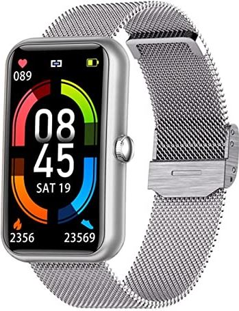 CHYAJIG Smart Watch Dames Smart Band 6 for Huawei Smart Armband Mannen Sport Fitness Hartslag Bloed Oxyge Monitor IP68 Waterdichte Dames Smart Watch (Color : Mesh belt Silver)